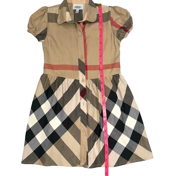 Burberry Children Girls Classic Check Short Puff Sleeve Button Front Dress 6-7Y - Picture 14 of 14
